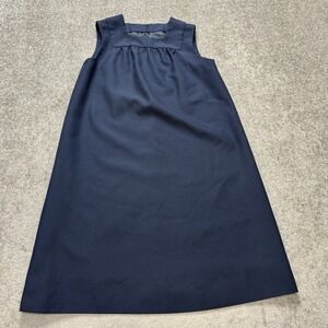Vtg 60's 70's Homemade Mod A Line Dress Medium Navy Solid